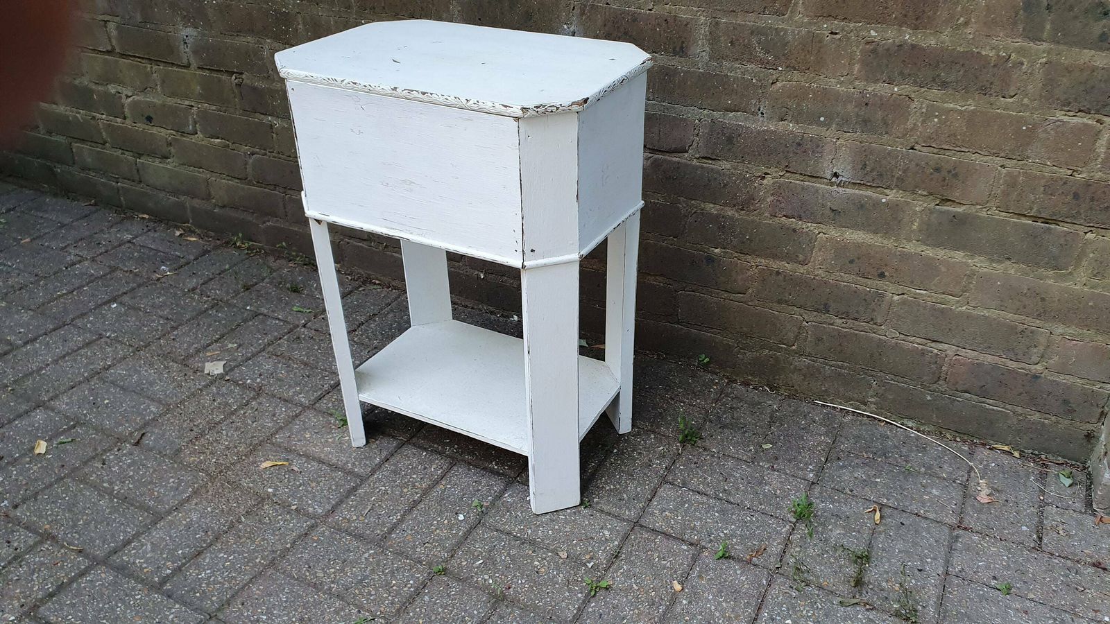 Vintage Painted Oak Work Box Occasional Table Storage Sewing photo furniture