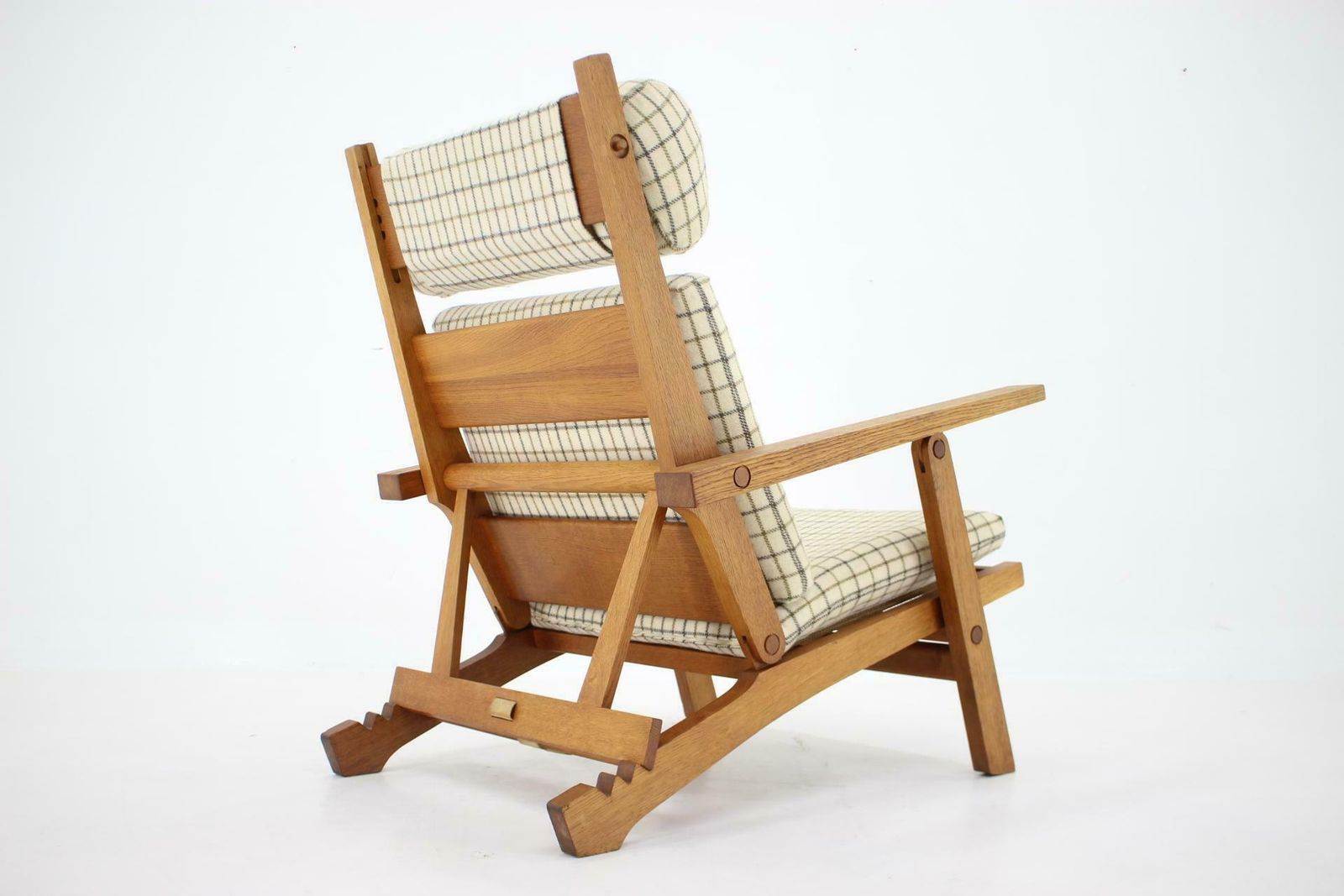 Rare Hans J. Wegner Oak Reclining Lounge Chair Model Ap71, Denmark 1968 photo vintage