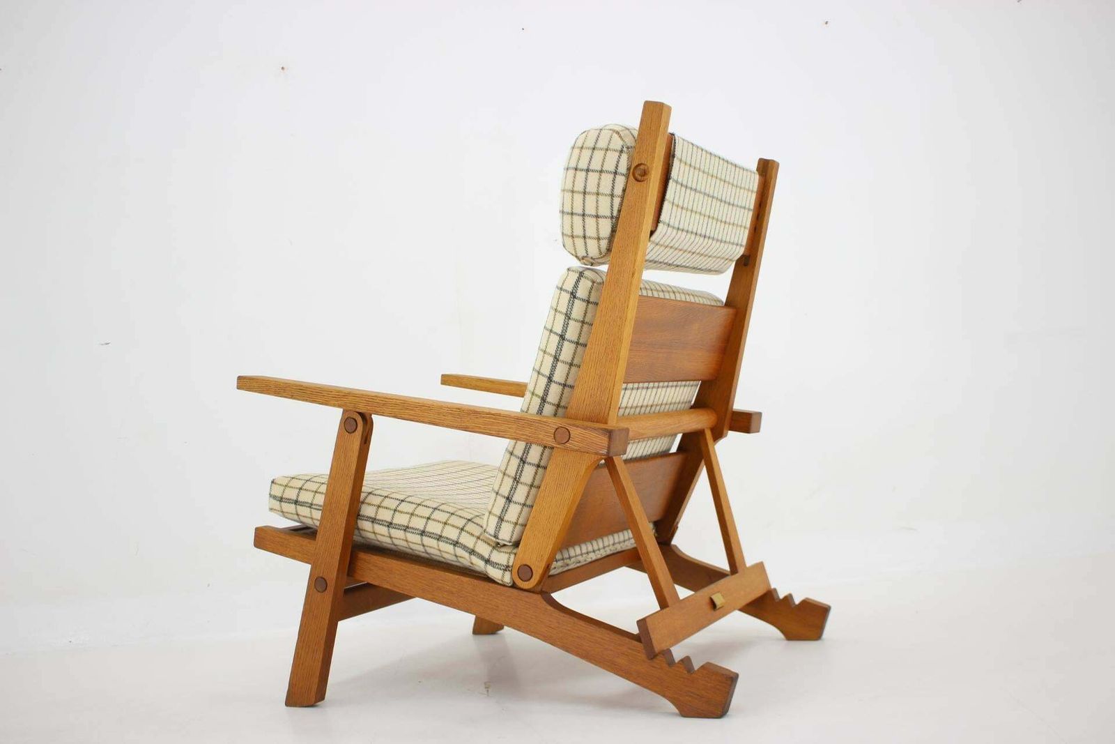 photo for sale Rare Hans J. Wegner Oak Reclining Lounge Chair Model Ap71, Denmark 1968