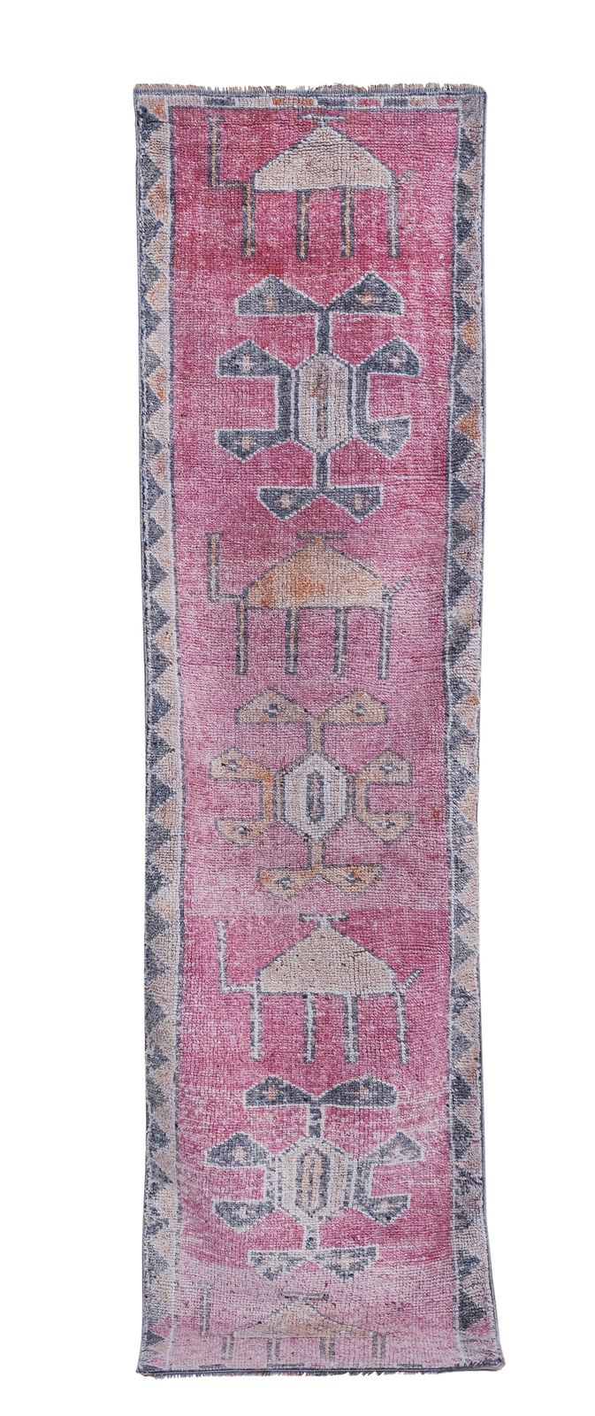 1960s Vintage Faded Turkish Herki Runner Rug 2'11'' X 10'8''