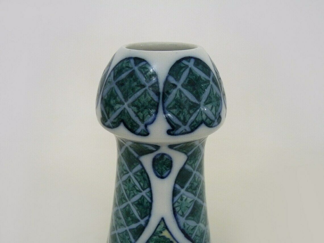 Rare Art Nouveau Vase Signed H Gillieron Floral Decoration In Earthenware. photo 379.6