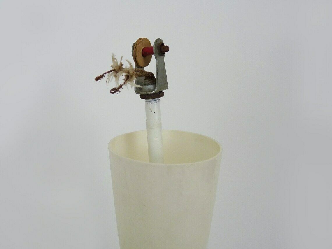 Vintage Industrial Pendant Light In Glass And Metal Rod, Factory, Workshop, Garage photo vinterior