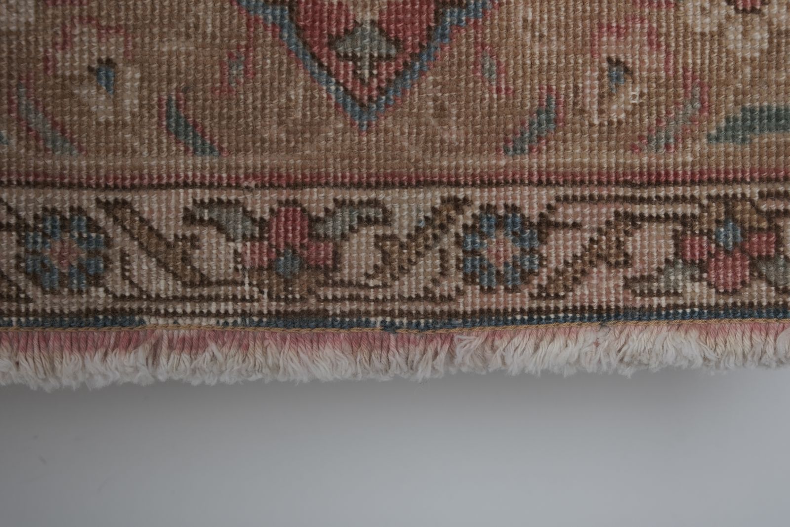 1970s Vintage Hand Knotted Distressed Low Pile Caucasian Style Rug photo for sale