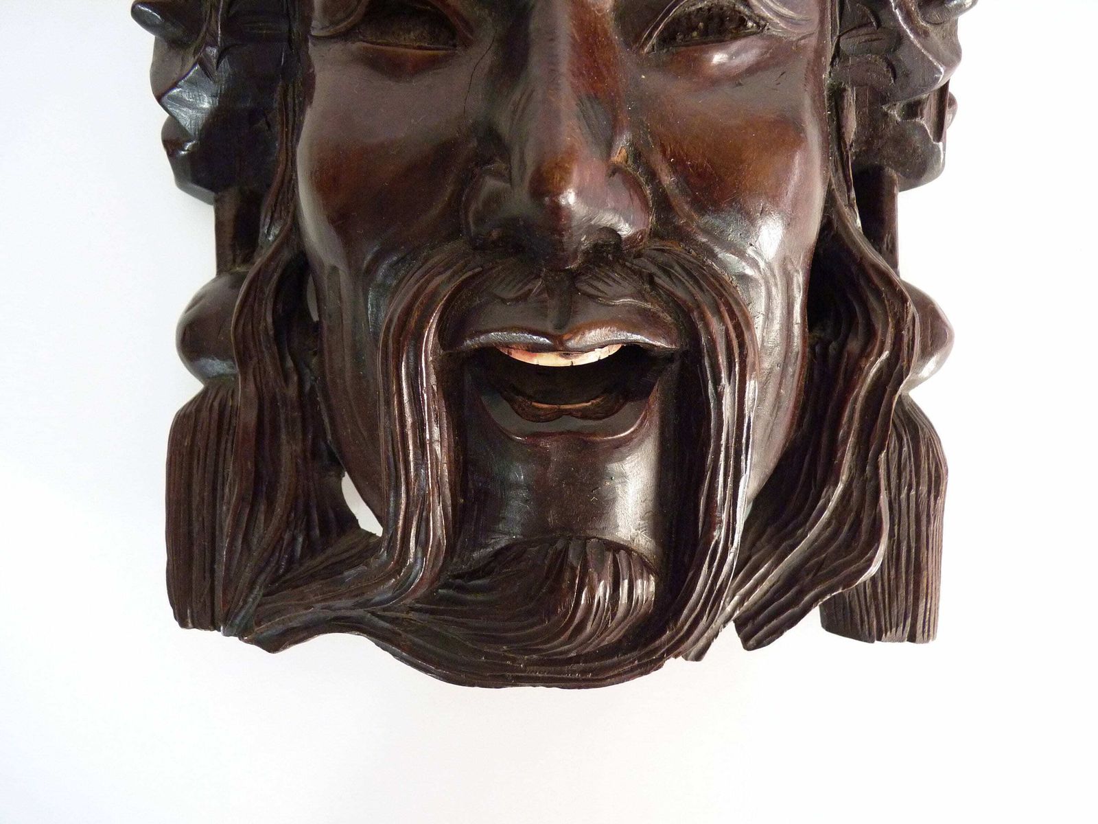 Ancient Chinese Mask In Carved Rosewood. 1st Half Of The 20th Century photo for sale