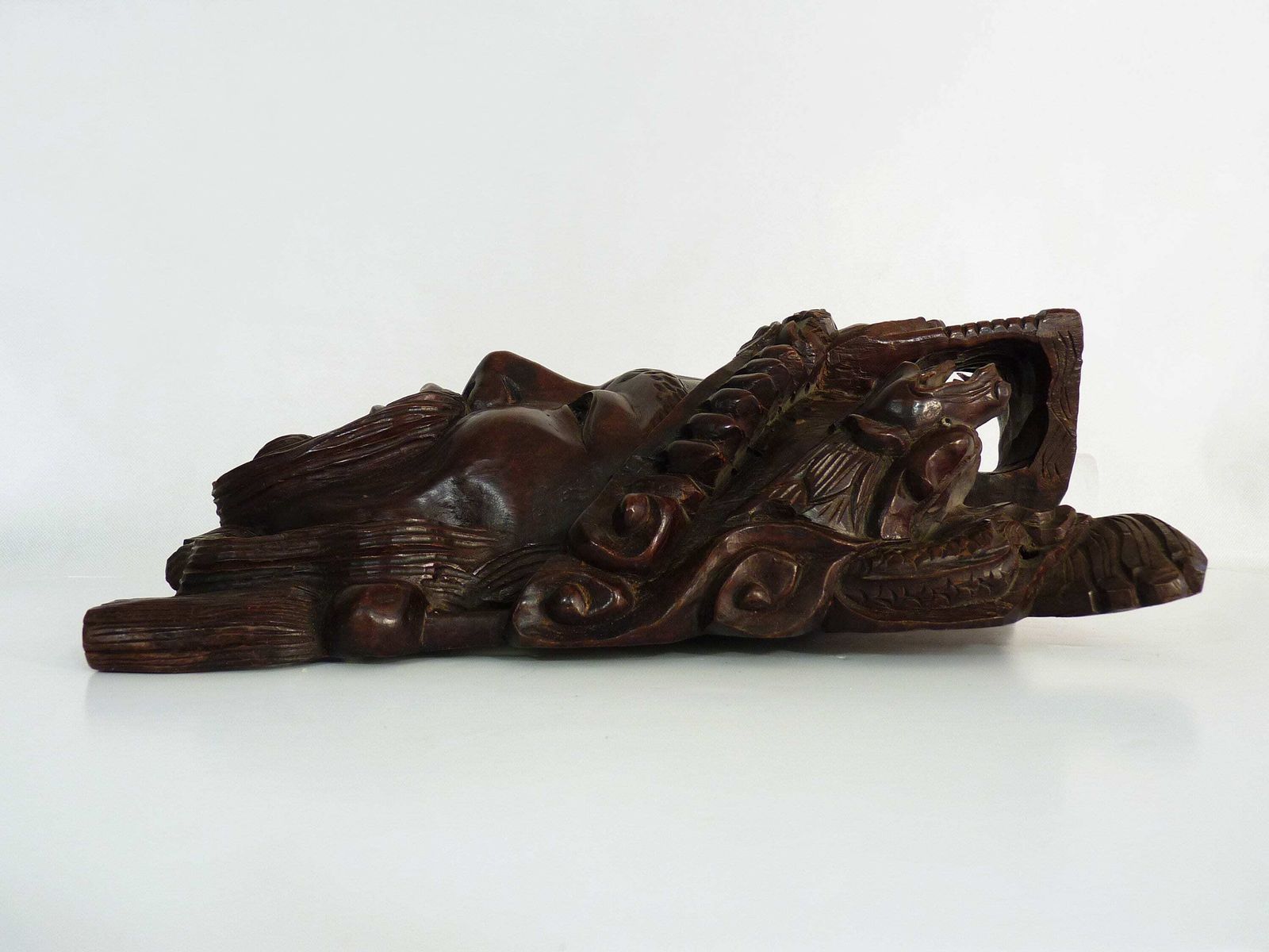 Ancient Chinese Mask In Carved Rosewood. 1st Half Of The 20th Century photo vinterior