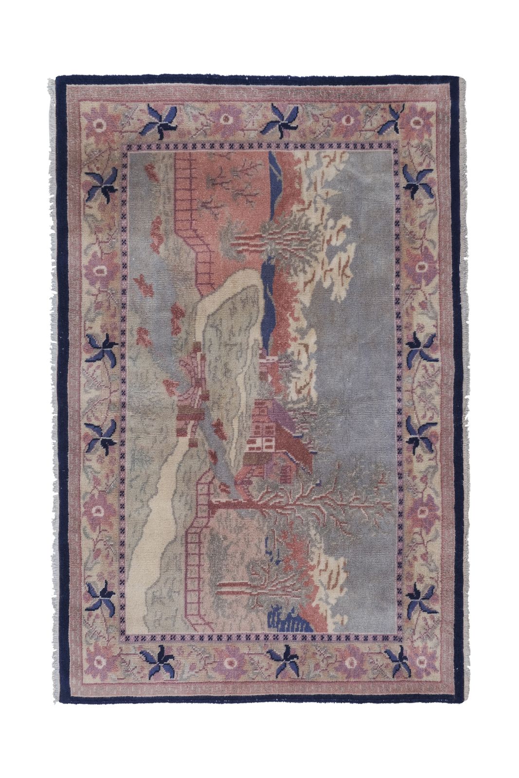 Vintage Village Pictorial Wall Hanging Tapestry 3'6'' X 5'5'' photo furniture