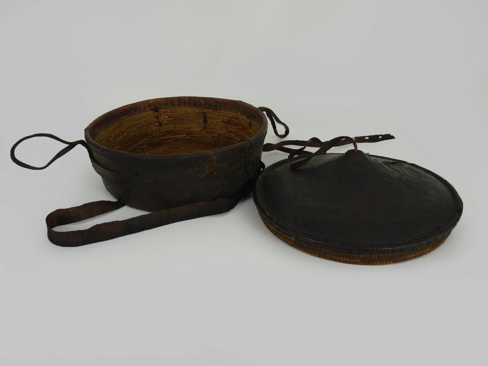 Old Tuareg Pantry From Mauritania Leather And Woven Wicker photo buy