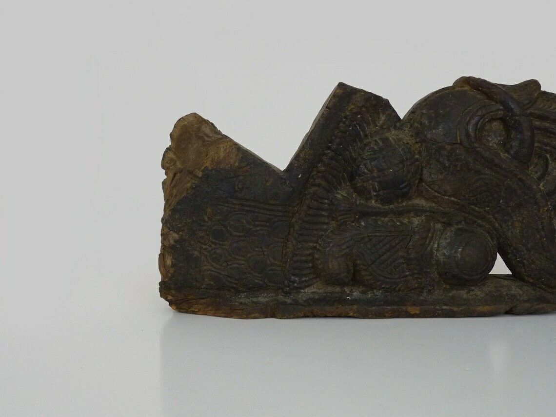 Bas-relief indonésien en bois sculpté, caméléon, XIXe siècle photo vinterior