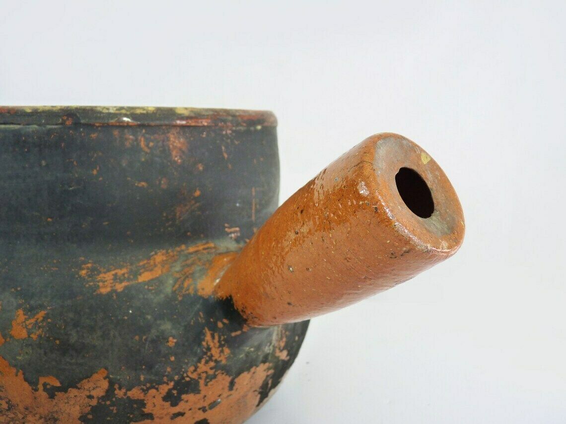 Old Large Spinning Top Glazed Terracotta Pottery High Pyrenees Stamp photo 150.8