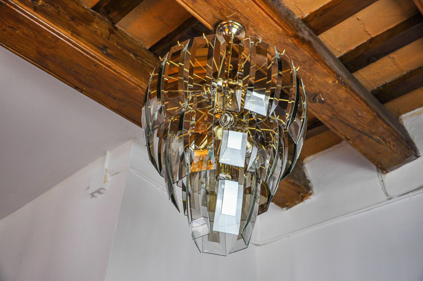 Black Veca Chandelier 3 Levels, Murano Glass, Italy, 1970 photo vinterior