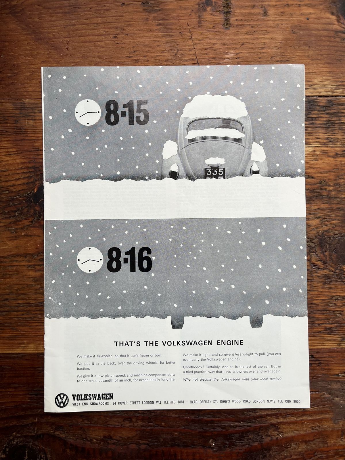 Original Volkswagen Advertising Print 1960s