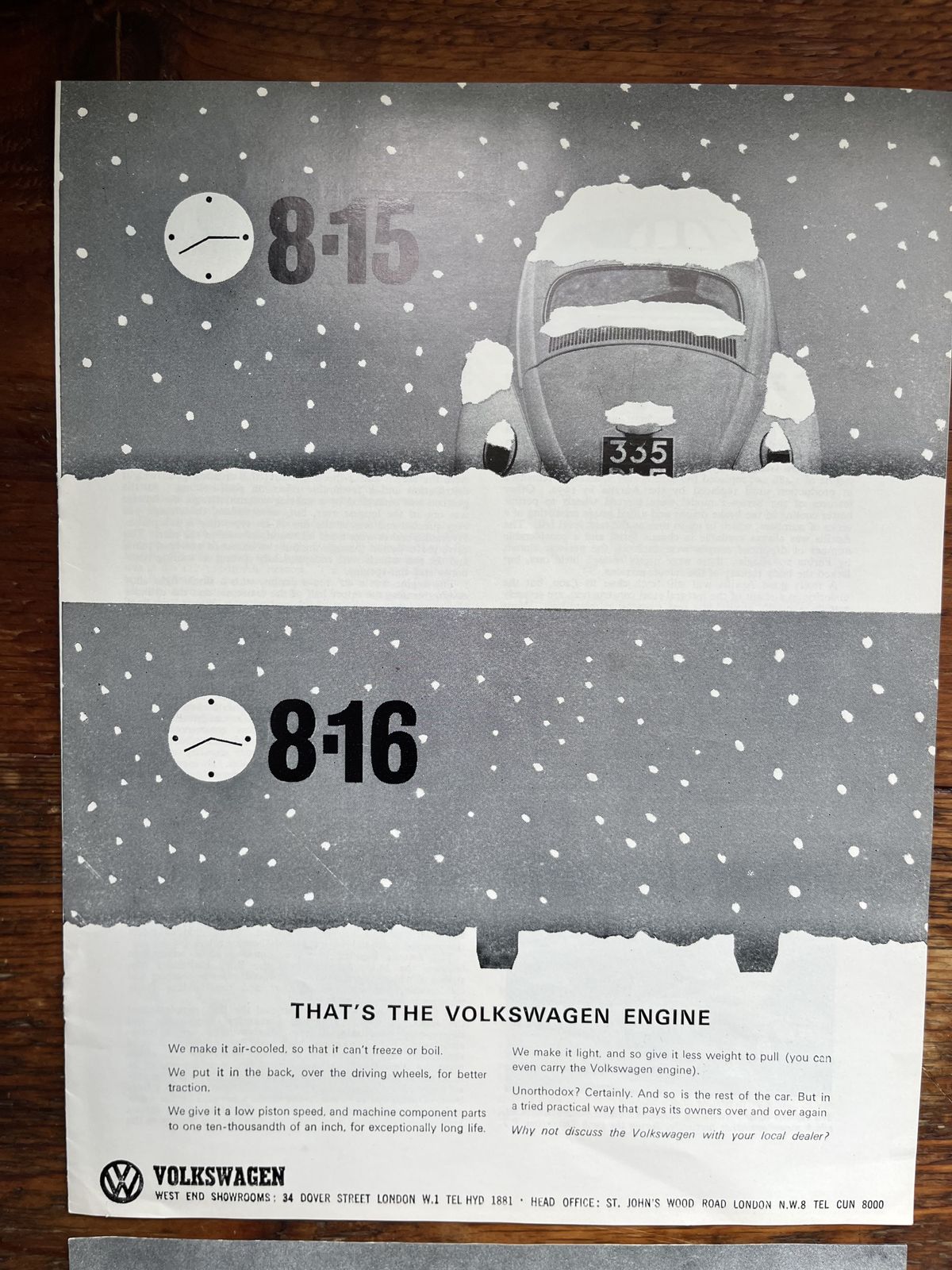 Original Volkswagen Advertising Print 1960s photo for sale