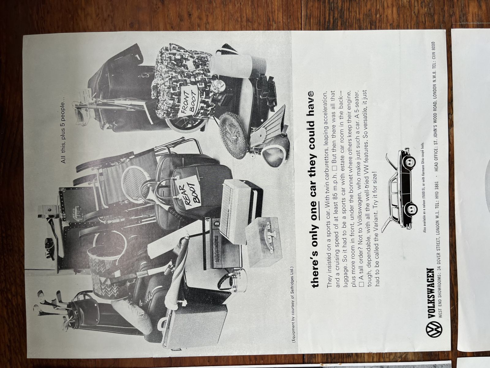 Original Volkswagen Advertising Print 1960s photo furniture