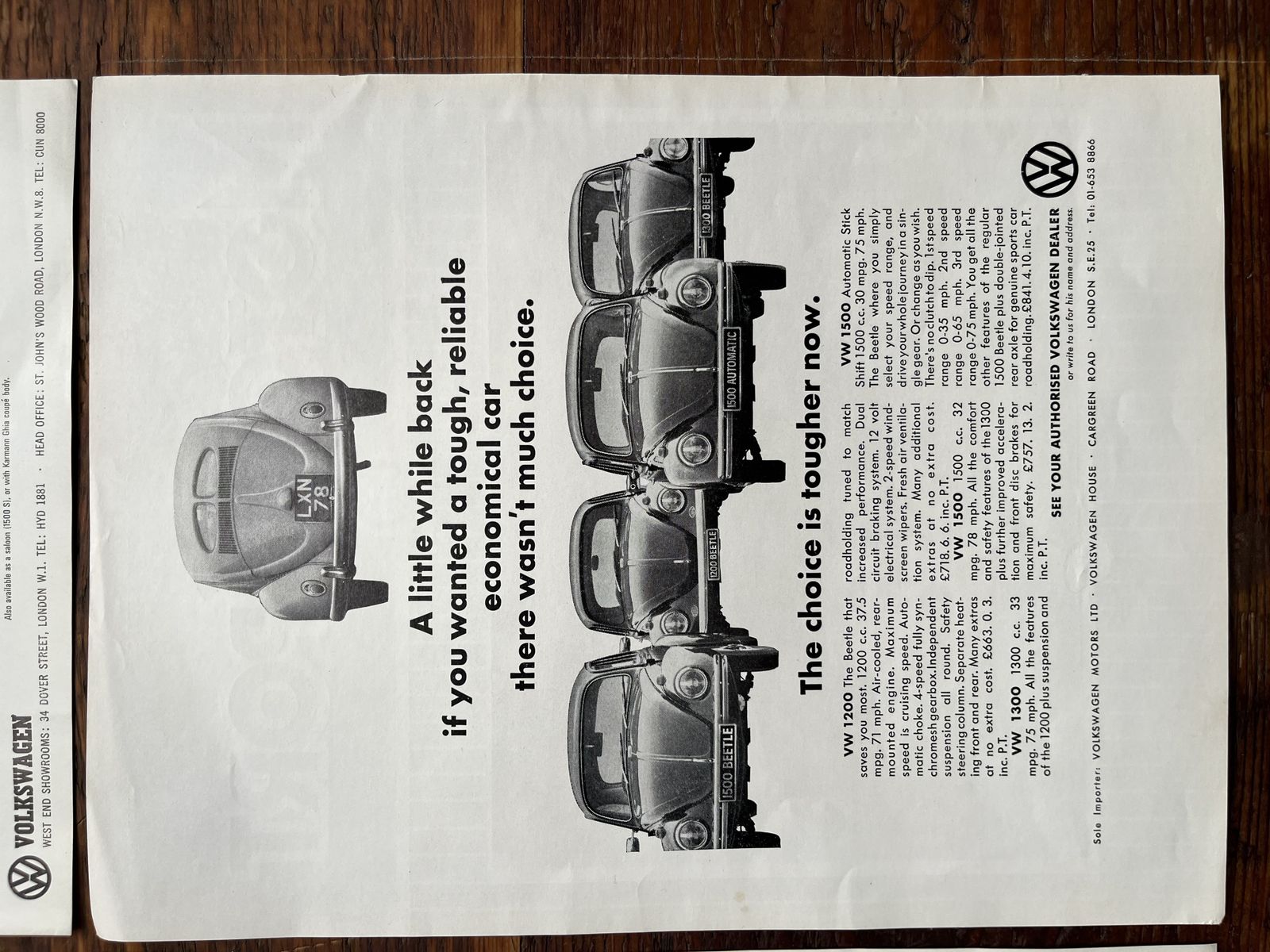 Original Volkswagen Advertising Print 1960s photo Art