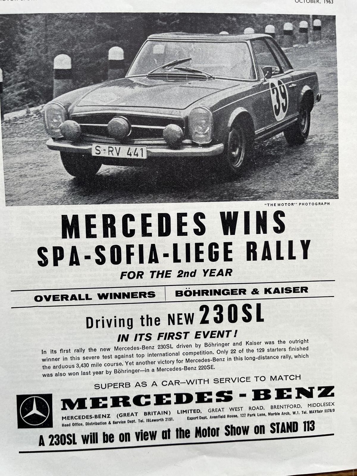 Original Mercedes Benz Advertising Print 1960s photo for sale