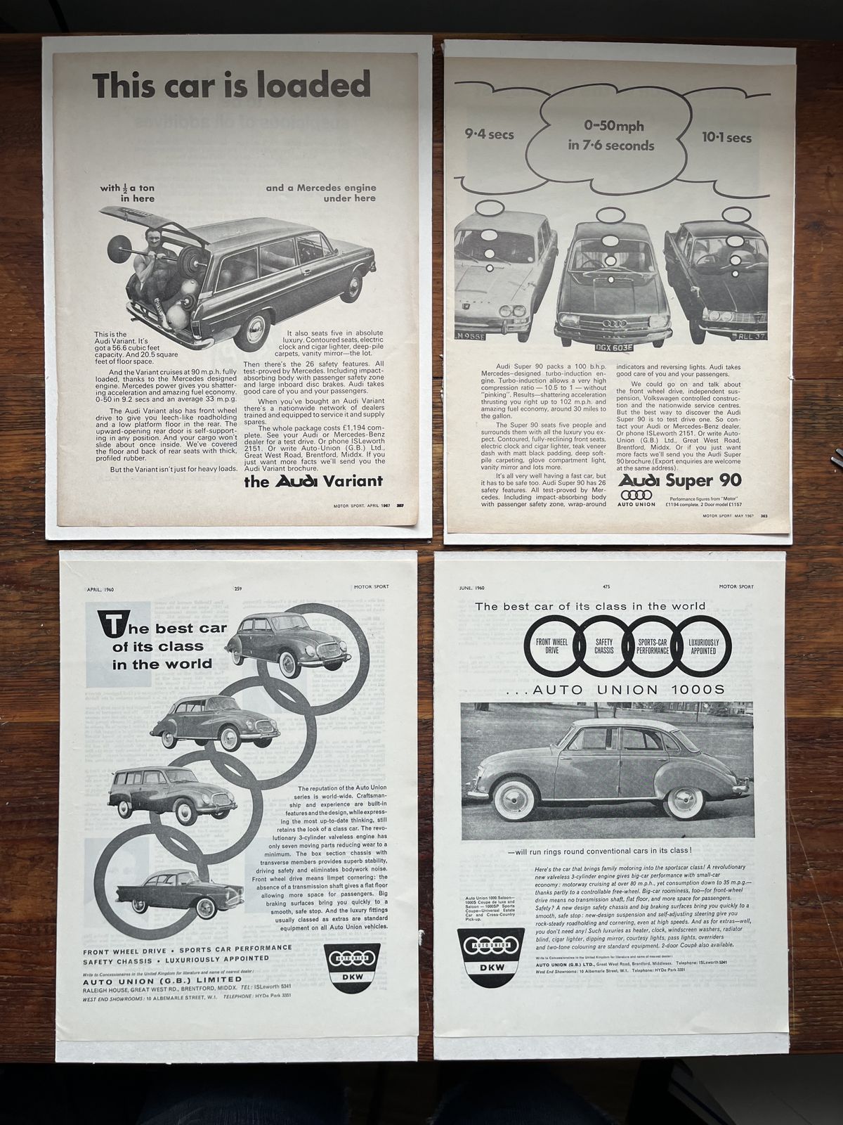 Original Audi / Auto Union Advertising Print 1960s