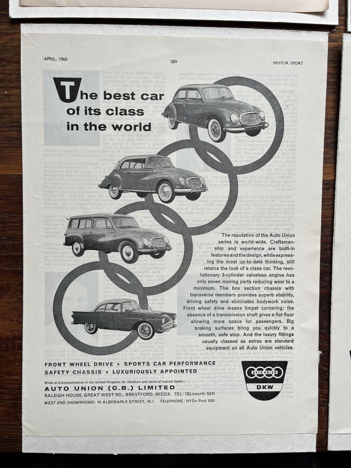 Original Audi / Auto Union Advertising Print 1960s photo for sale