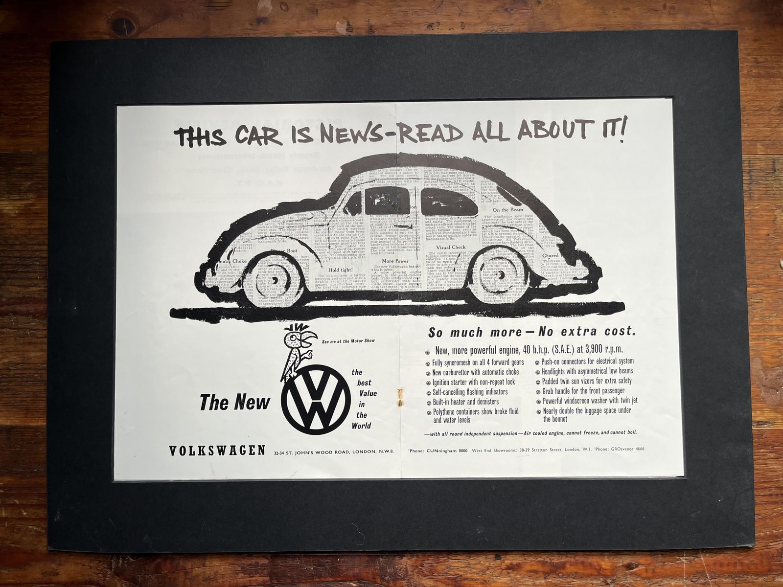 Original Volkswagen Advertising Print 1960s