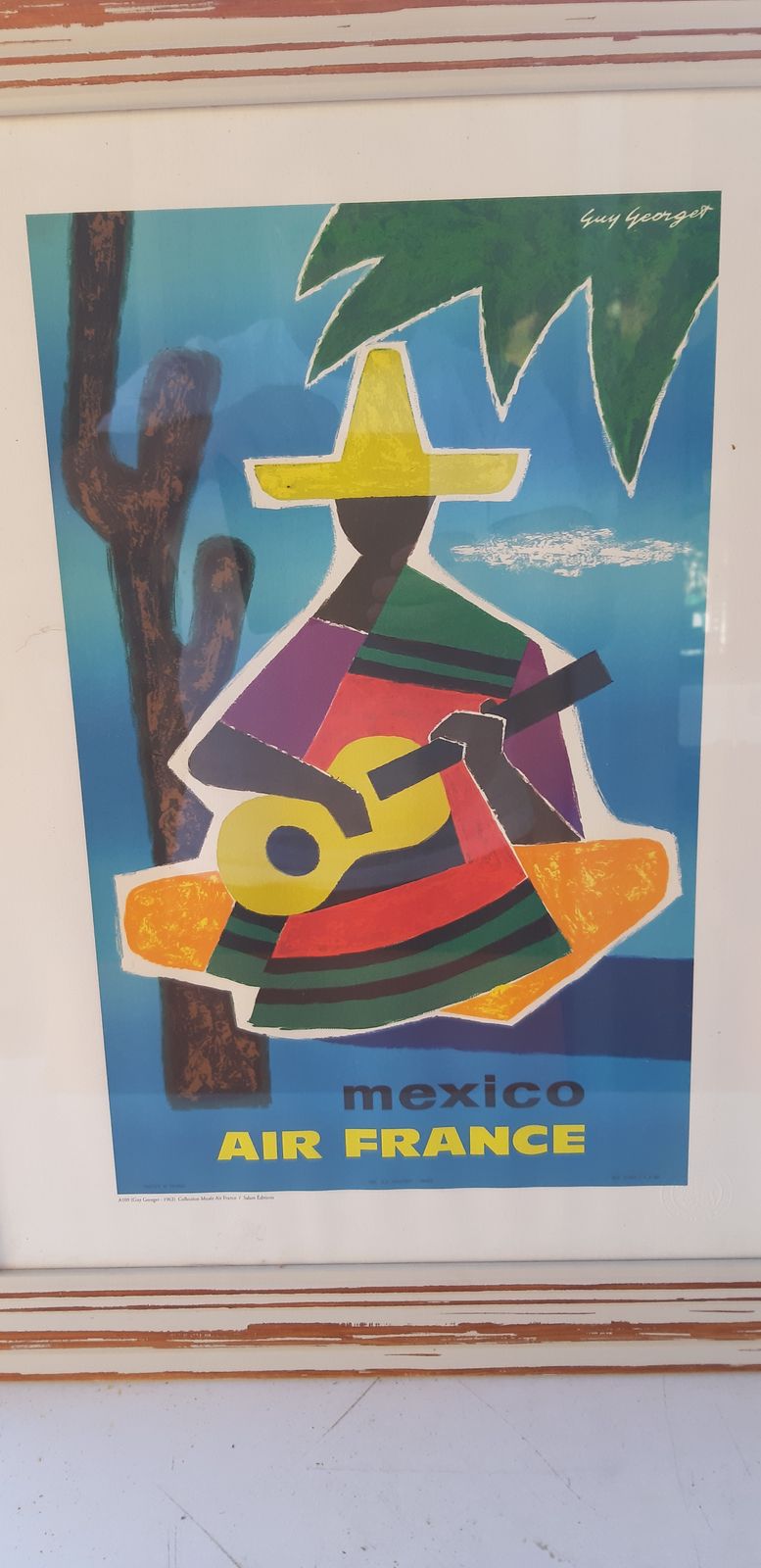 Litho Air France Mexico Ad By Guy Georger photo for sale