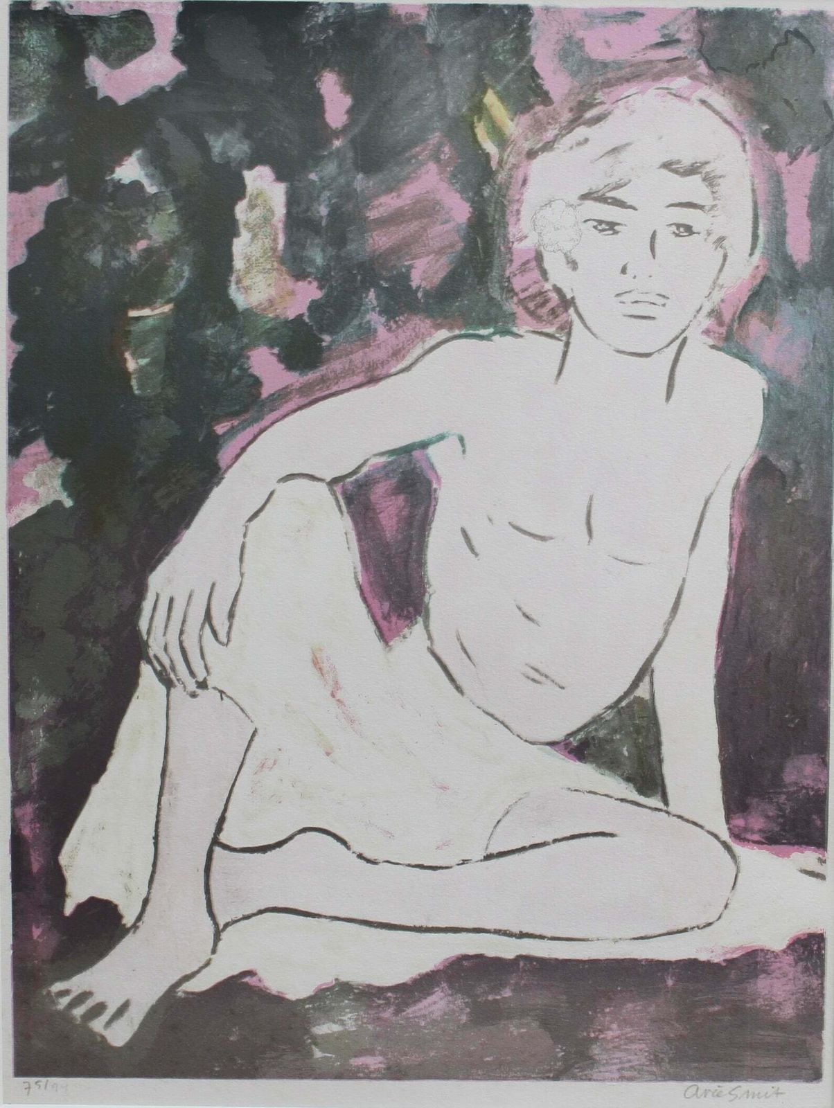 'Balinese Boy' By Arie Smit   Original Signed Lithograph (Circa 1980s) 75/99 photo furniture