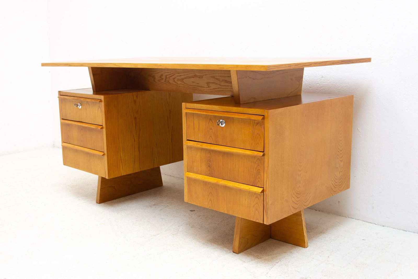 photo furniture Mid Century Beechwood Writing Desk, 1970´S, Czechoslovakia