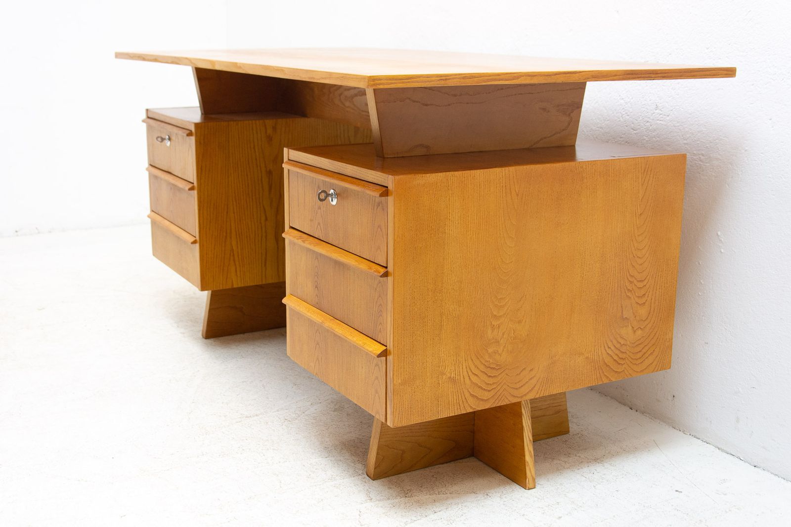 Furniture Mid Century Beechwood Writing Desk, 1970´S, Czechoslovakia photo
