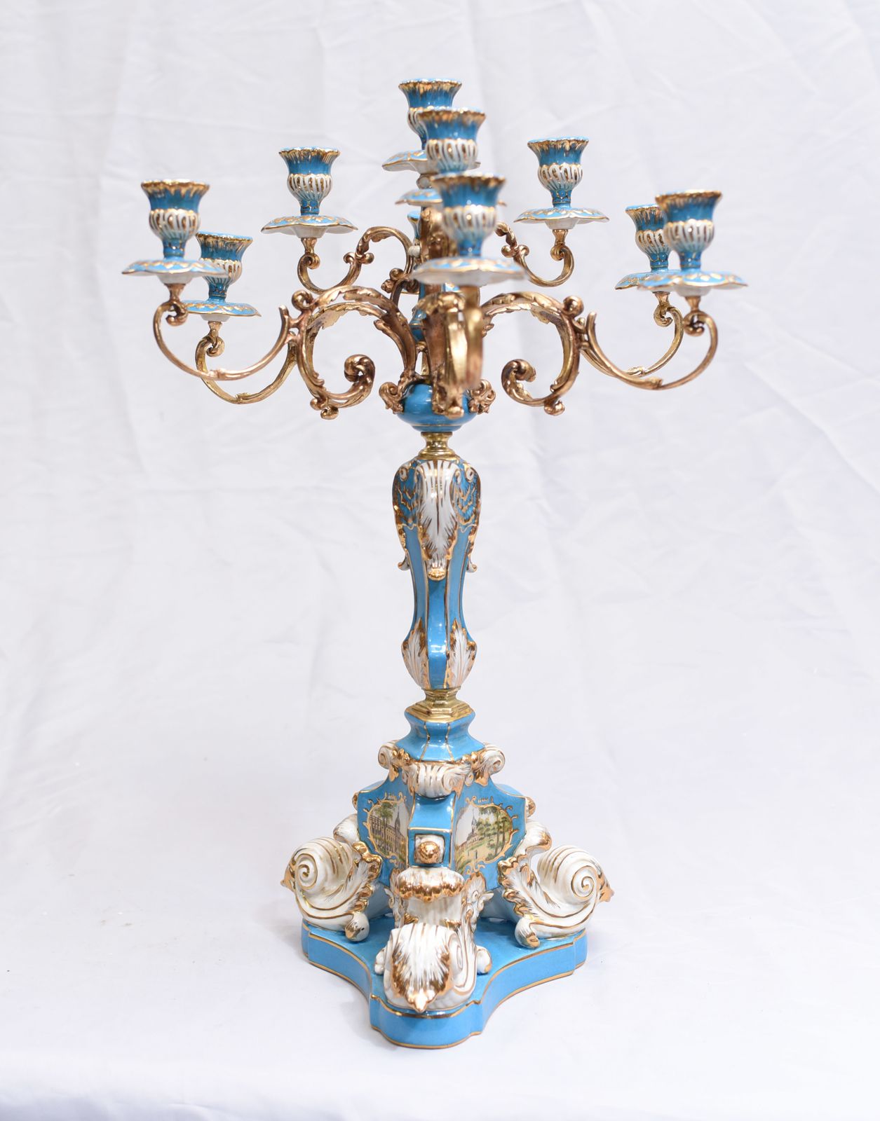 photo furniture Pair Porcelain Candelabras   French Sevres Gilt Candelabrum