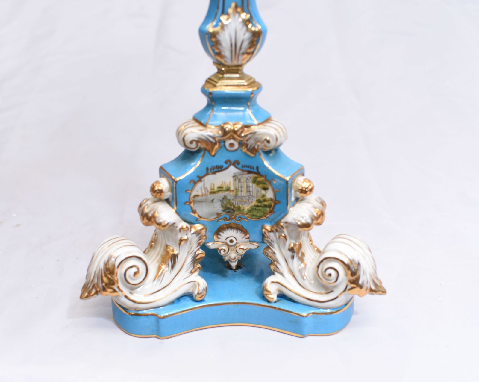 photo buy Pair Porcelain Candelabras   French Sevres Gilt Candelabrum