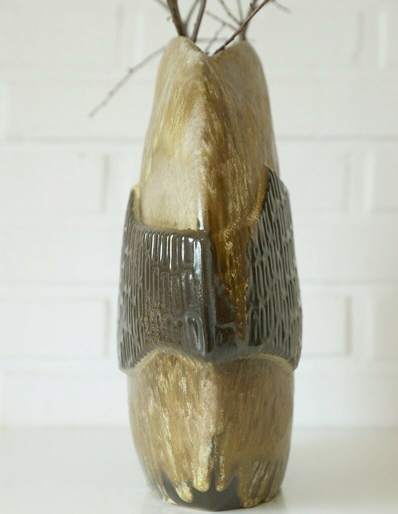 Large Ceramic Bud Vase / Floor Pampas Grass Vase / Fat Lava Pottery / Mid Century Modern / Made In Germany 1970's photo Home Decor