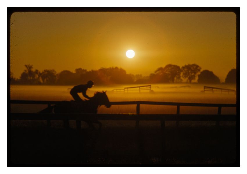 Morning Training At Saratago By Toni Frissell Archival Pigment Print Framed In Black photo furniture