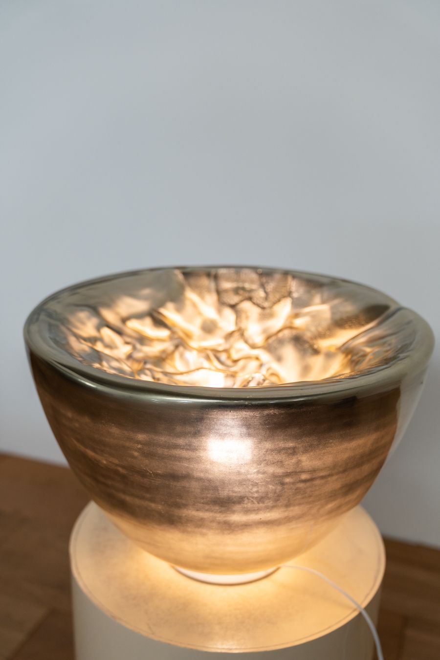 Table Lamp In Murano Glass, Translucent, Silver, By Carlo Nason, For Mazzega, 1970