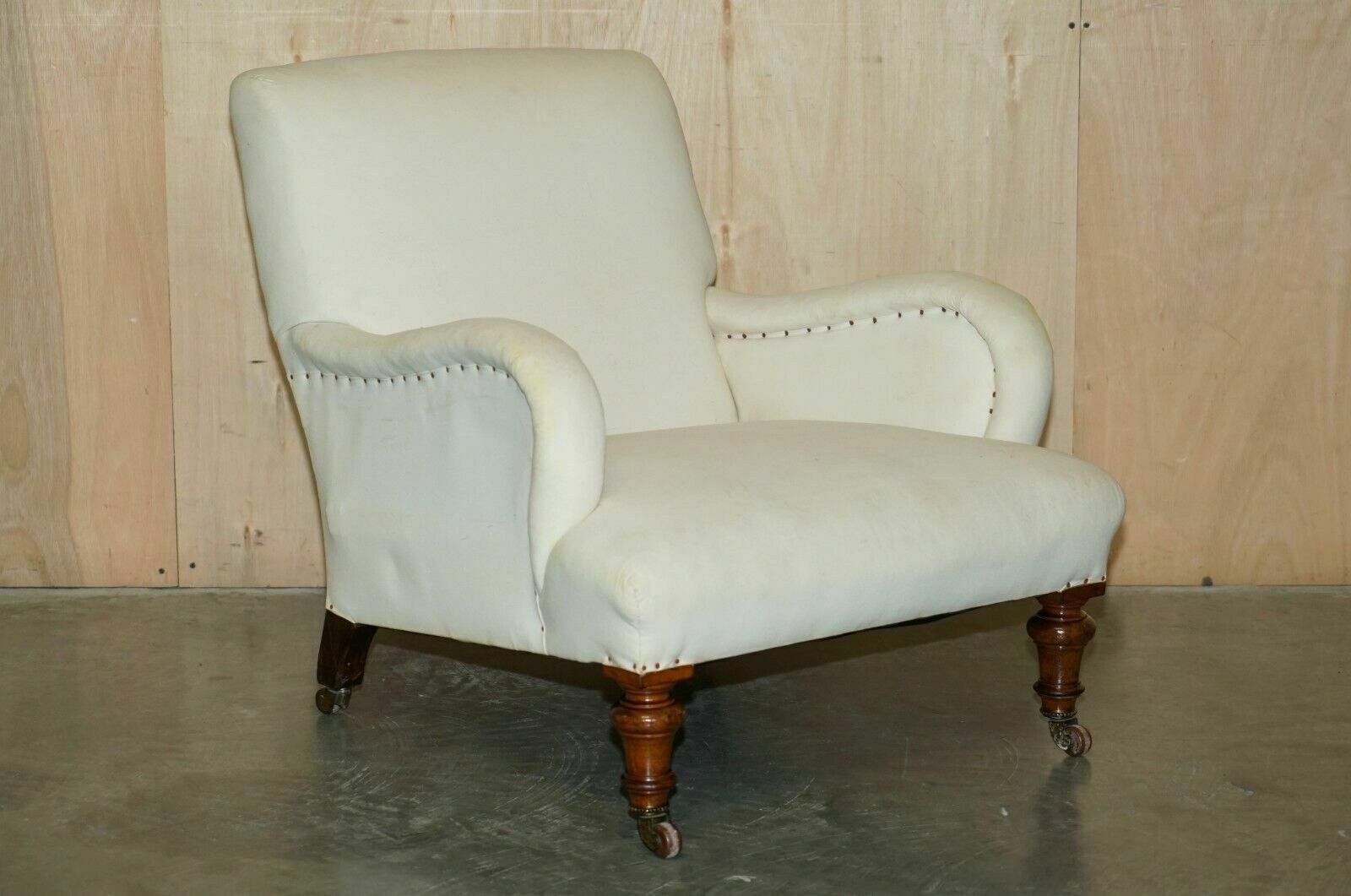Antique Victorian Howard & Son's Bridgewater Style Armchair Nicely Sculpted Arms