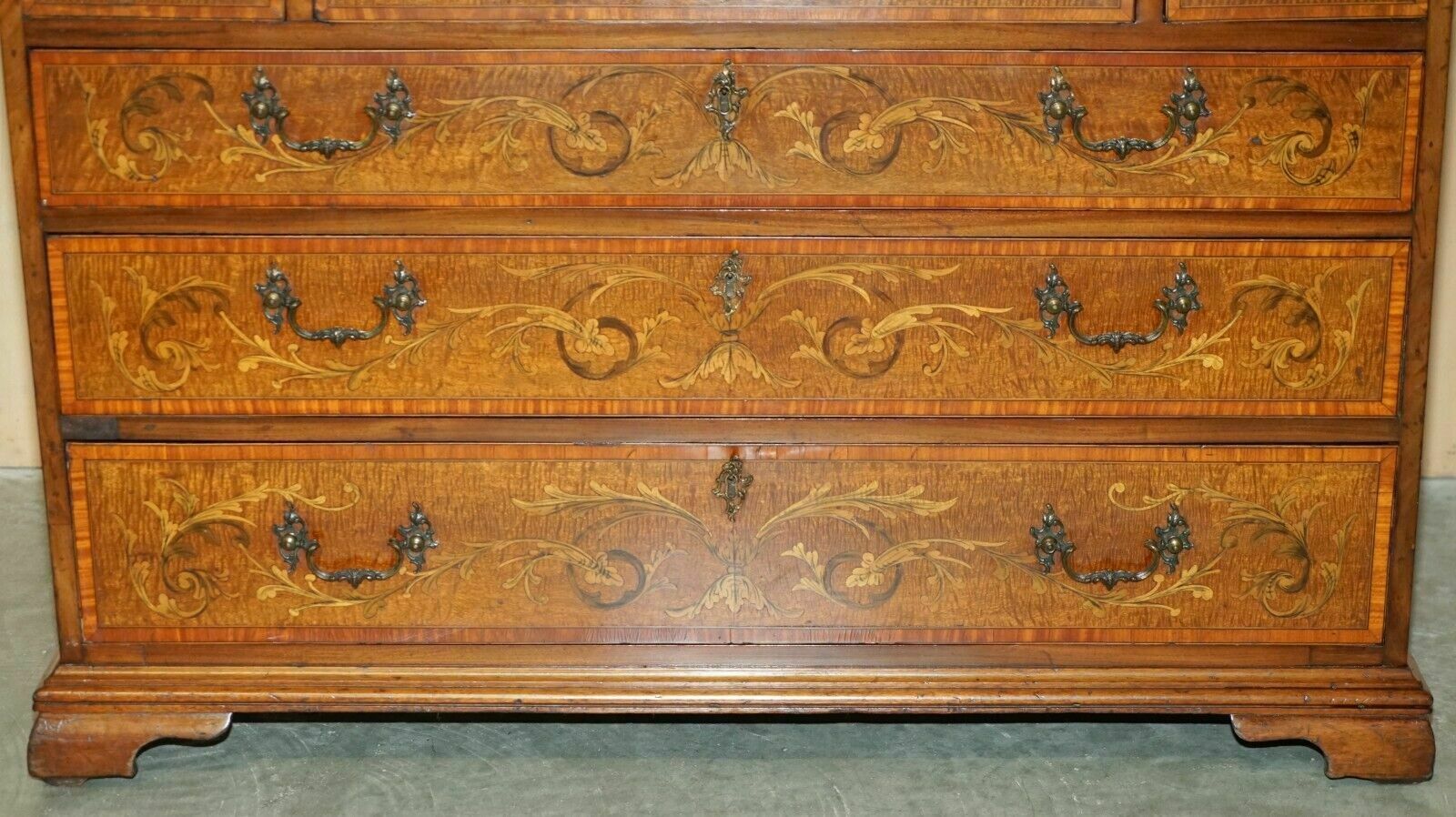 photo vintage Stunning Antique Circa 1840 Sheraton Revival Library Bureau Bookcase On Drawers