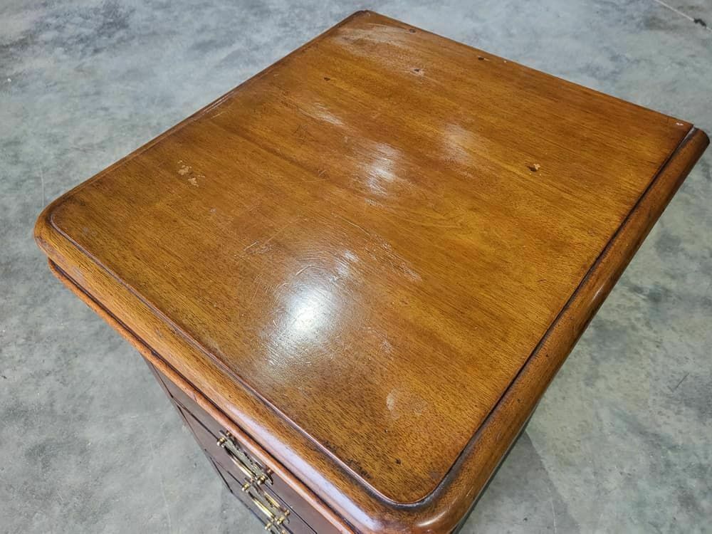 Vintage 20thc Slim 4 Drawer Side End Chest Of Drawers Brass Handles photo for sale