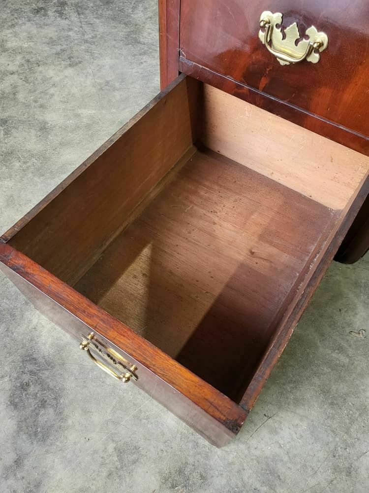 Vintage 20thc Slim 4 Drawer Side End Chest Of Drawers Brass Handles photo 195.0