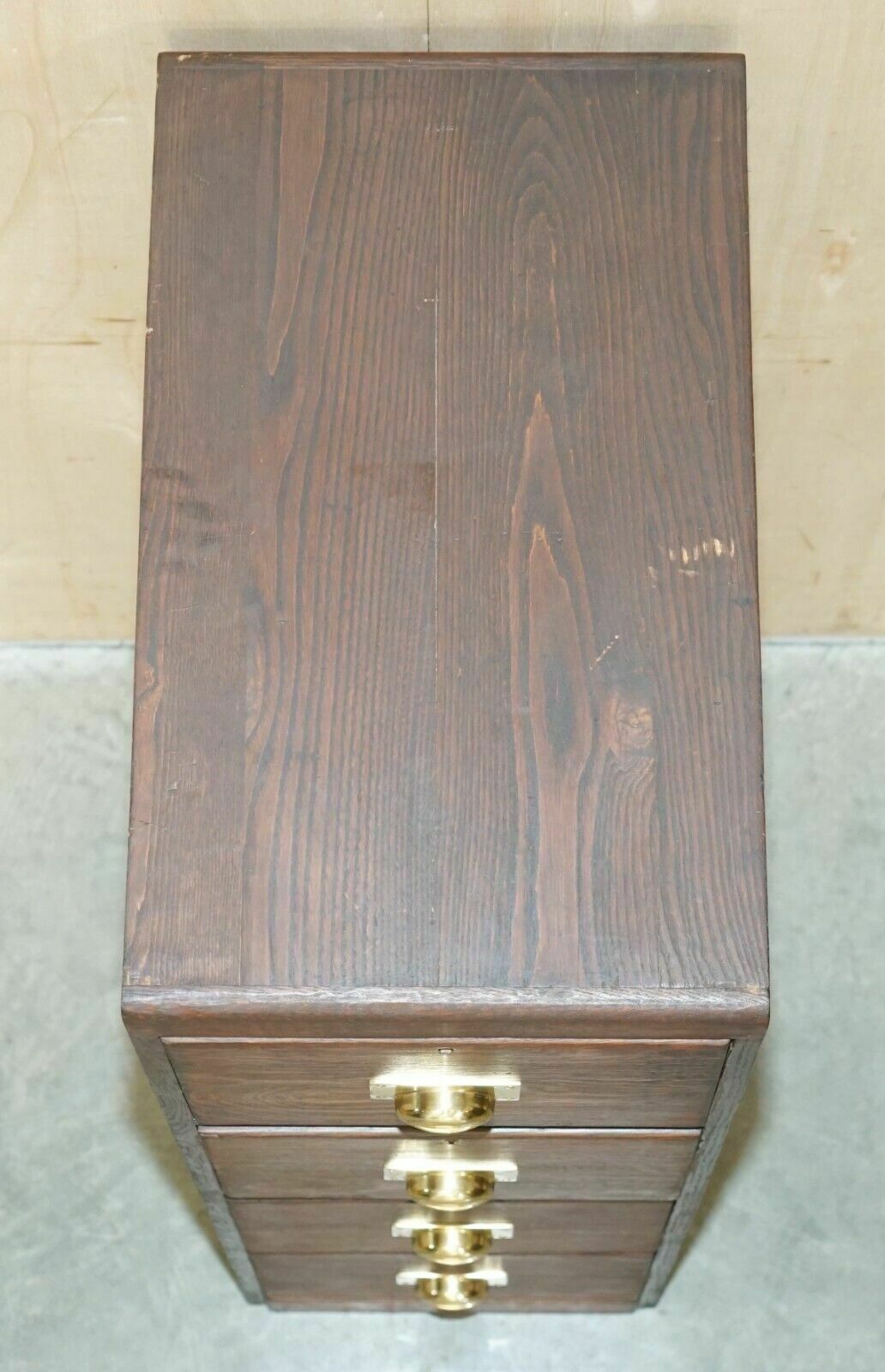 1250.0 Antique Art Deco Circa 1920's Restored English Oak Filing Cabinet New Fittings photo