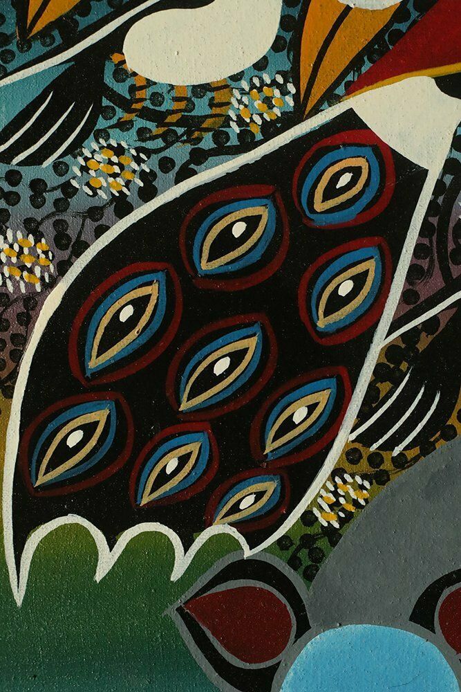Saidi Nakoko, African Tingatinga School Composition, Oil On Canvas, 1970s, Framed photo furniture