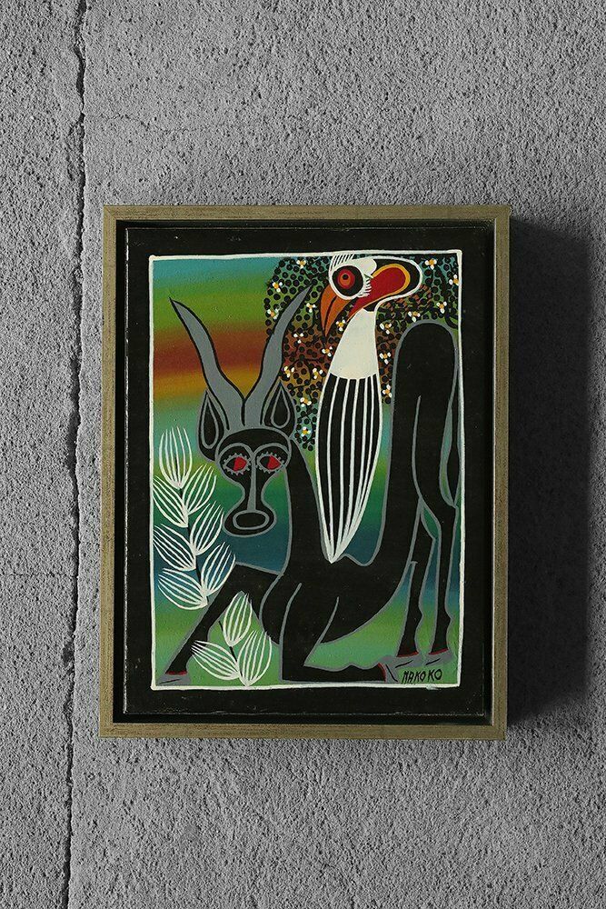 Saidi Nakoko, African Tingatinga School Composition, Oil On Canvas, 1970s, Framed