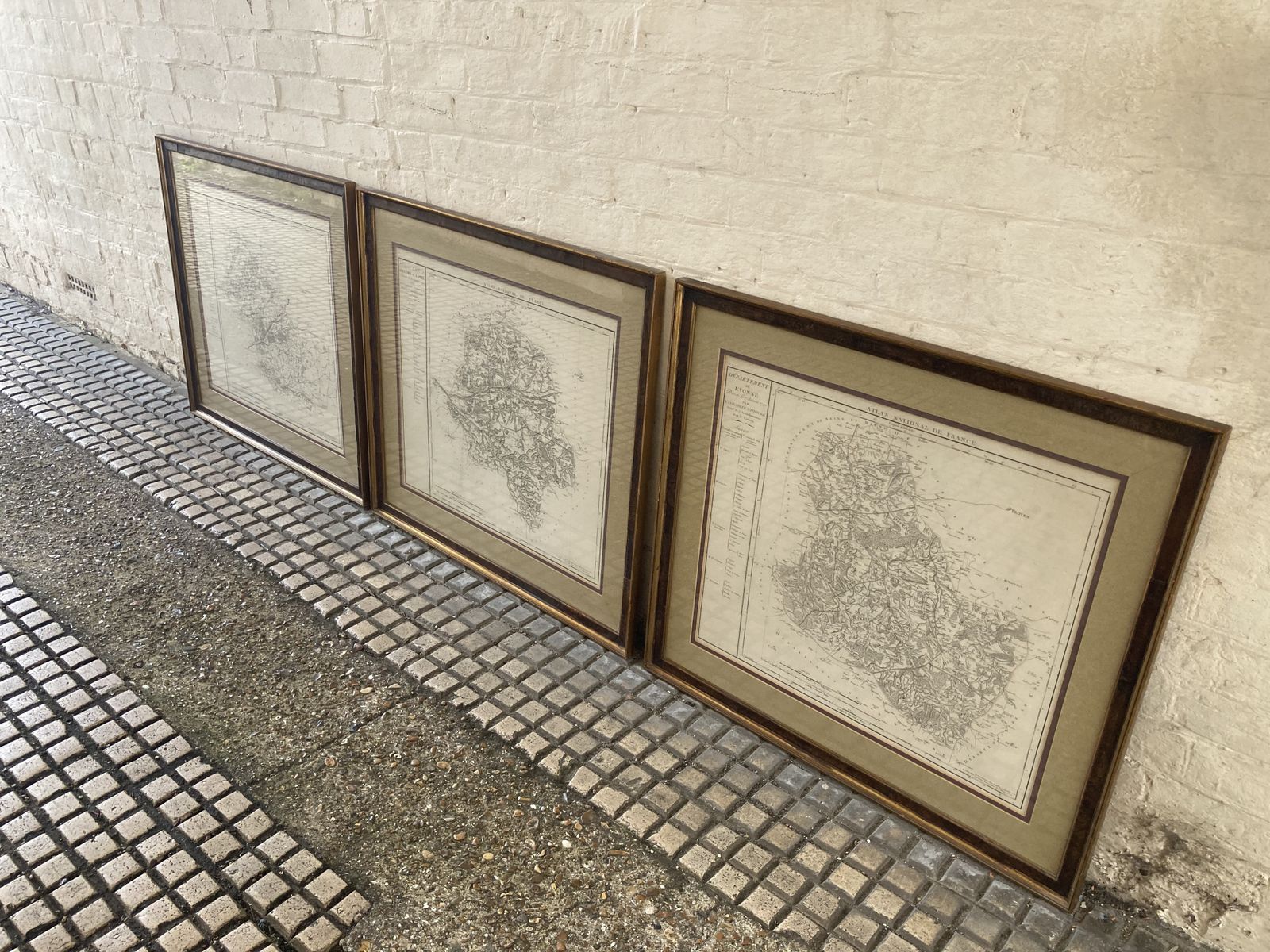 Set Of Three Large 18th C Framed French Maps photo Art