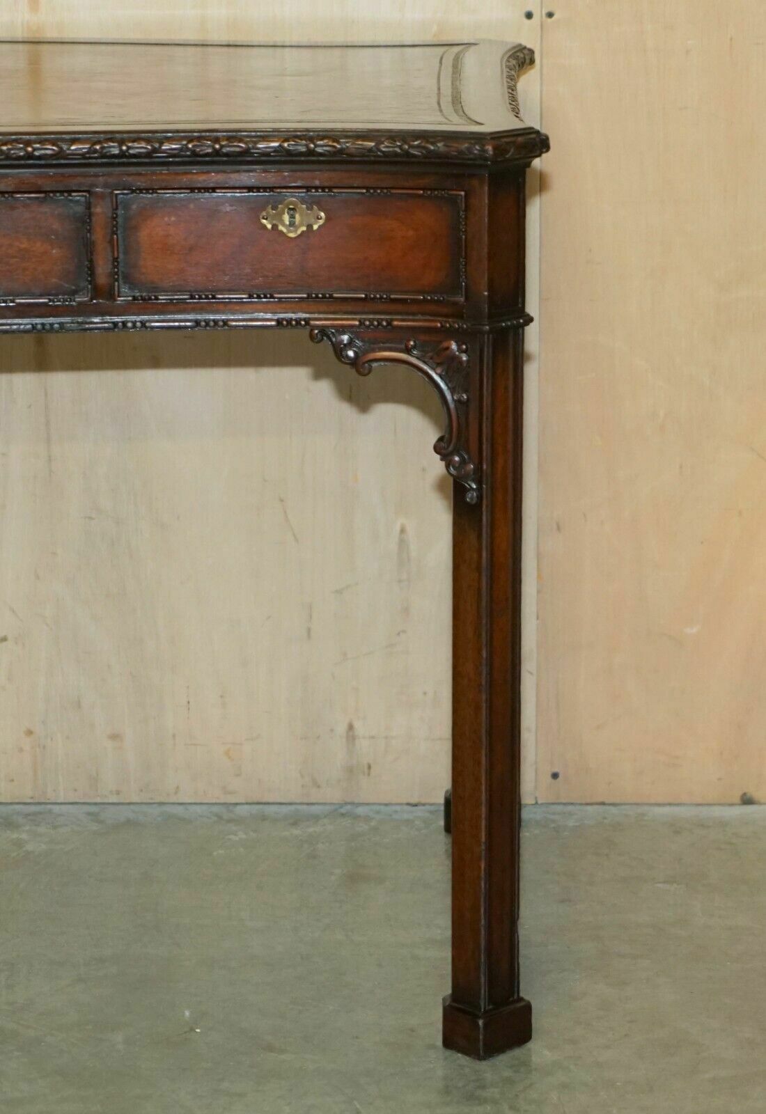 2850.0 Waring & Gillow Paris Thomas Chippendale Taste Library Desk Brown Leather Top photo