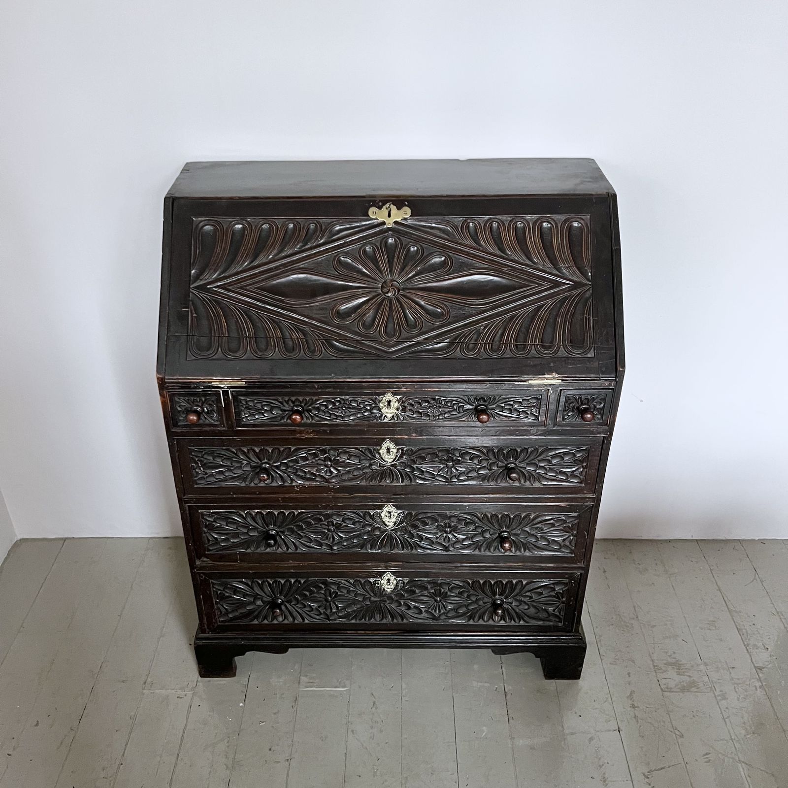 Late 17th Century Carved Ebonised Oak Bureau photo furniture