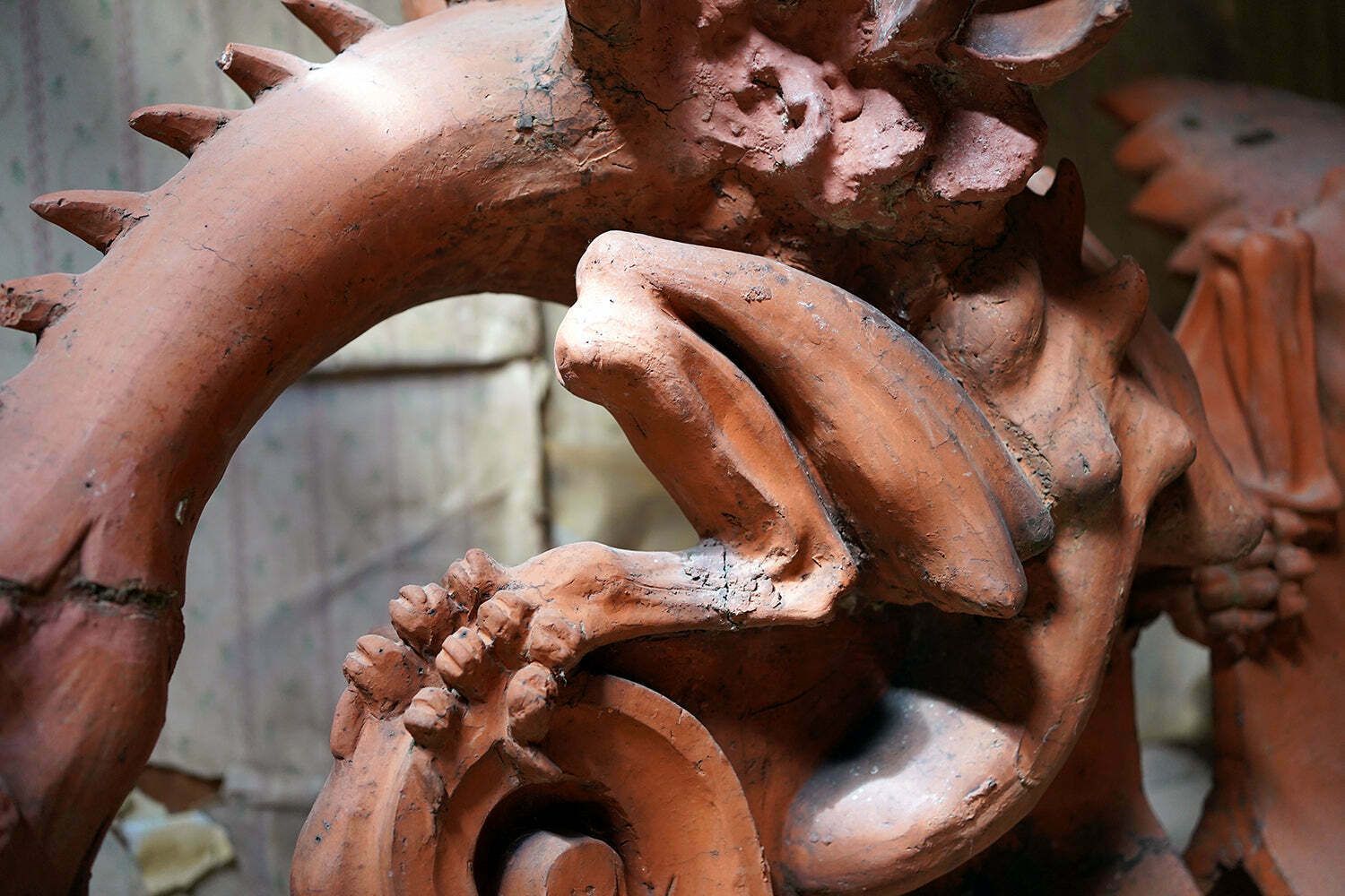 A Rare Pair Of Large Ruabon Terracotta Roof Gargoyles; The Eye, Ear And Throat Hospital, Shrewsbury C.1880 photo buy