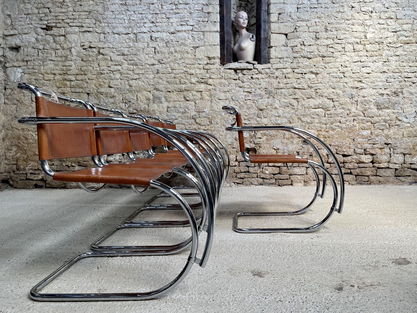 Set Of 4 Four Mies Van Der Rohe Mr 20 Chair Chairs Dinning Club Lounge Occasional Bauhaus Mid Century photo 2995.0