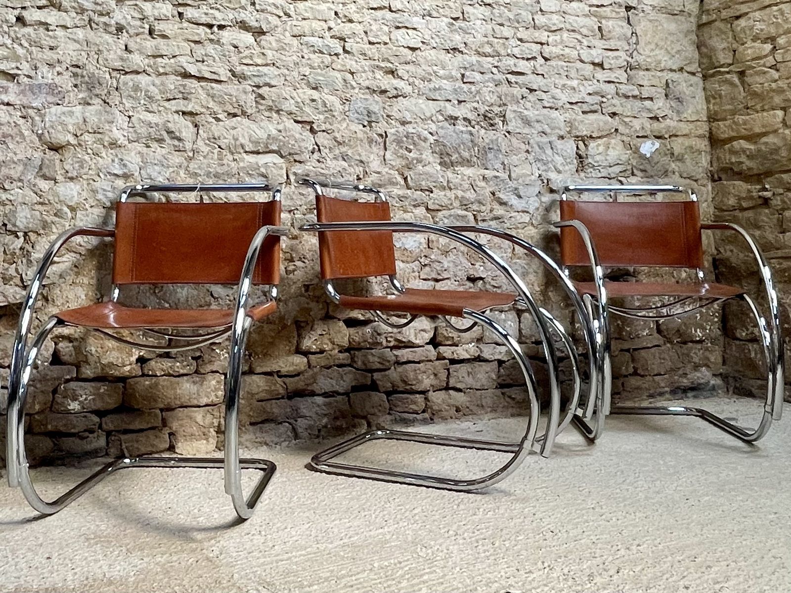 photo for sale Set Of 4 Four Mies Van Der Rohe Mr 20 Chair Chairs Dinning Club Lounge Occasional Bauhaus Mid Century