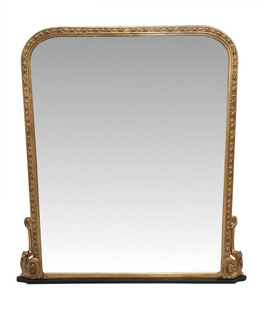 A Gorgeous 19th Century Giltwood Overmantle Mirror