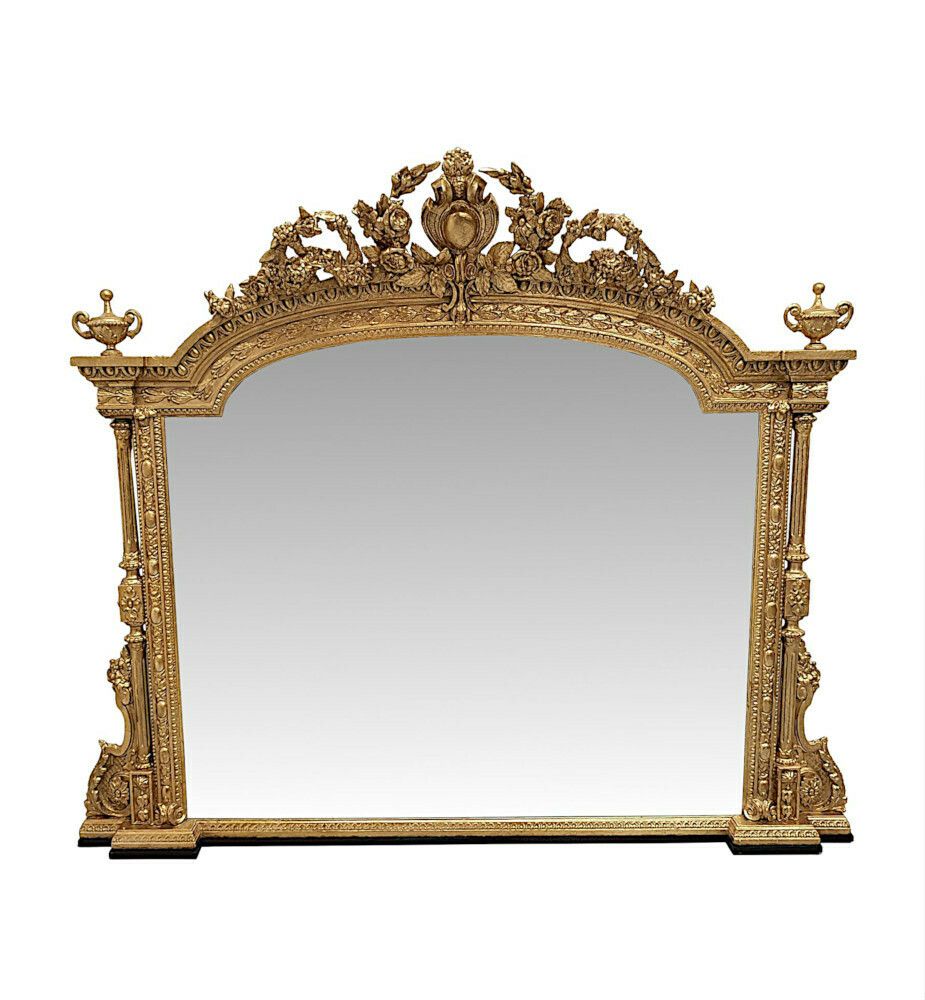 A Very Rare And Impressive 19th Century Giltwood Overmantle Mirror