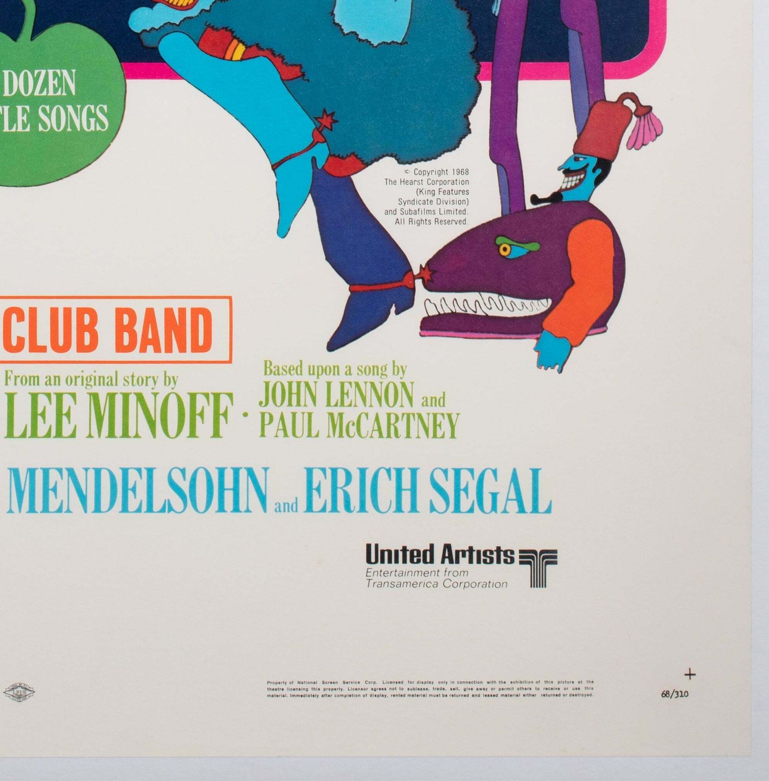 Yellow Submarine The Beatles 1968 Us 1 Sheet Film Poster, Heinz Edelmann photo vintage