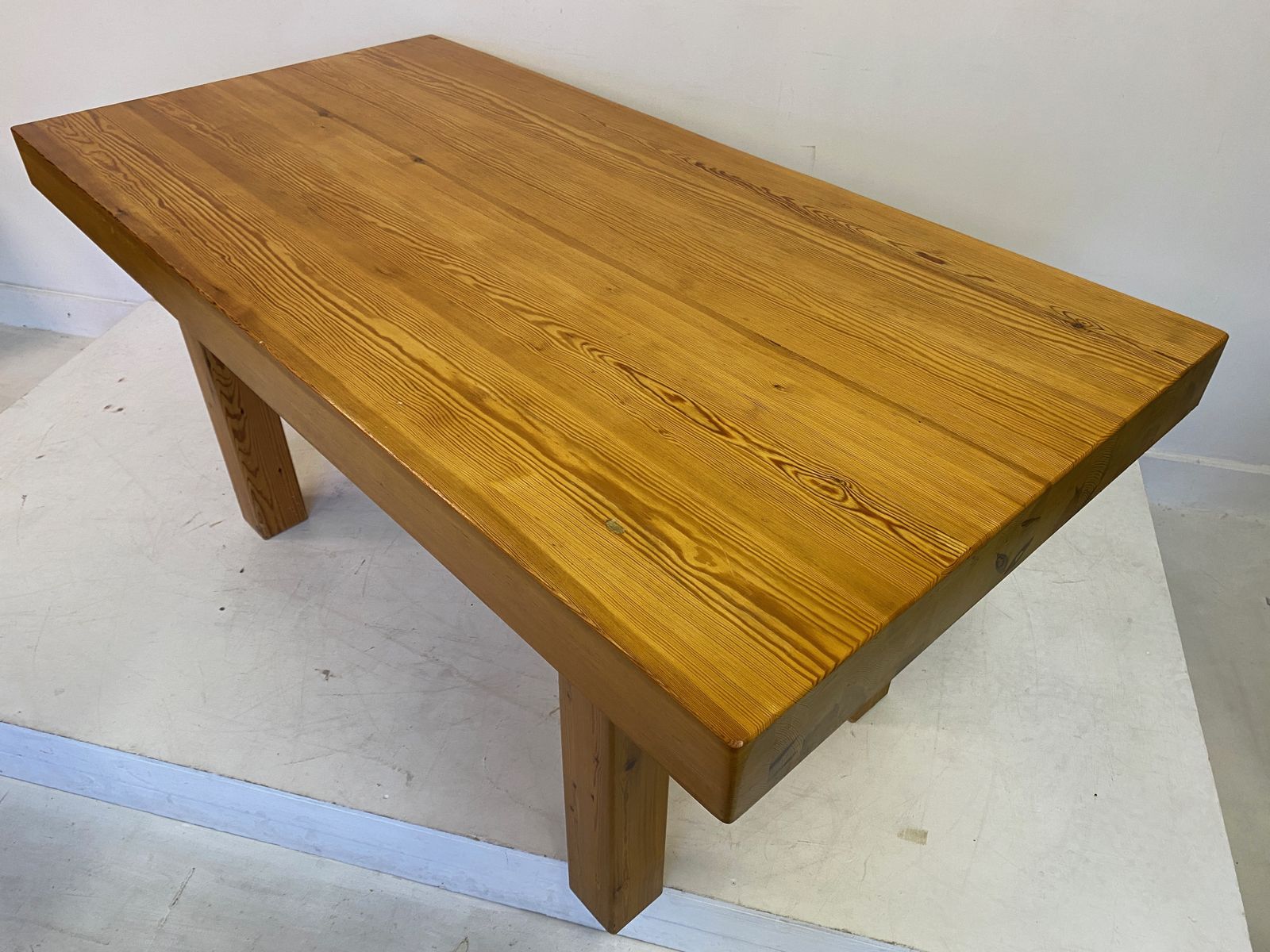 1970s Swedish Chunky Pine Dining Table photo vintage