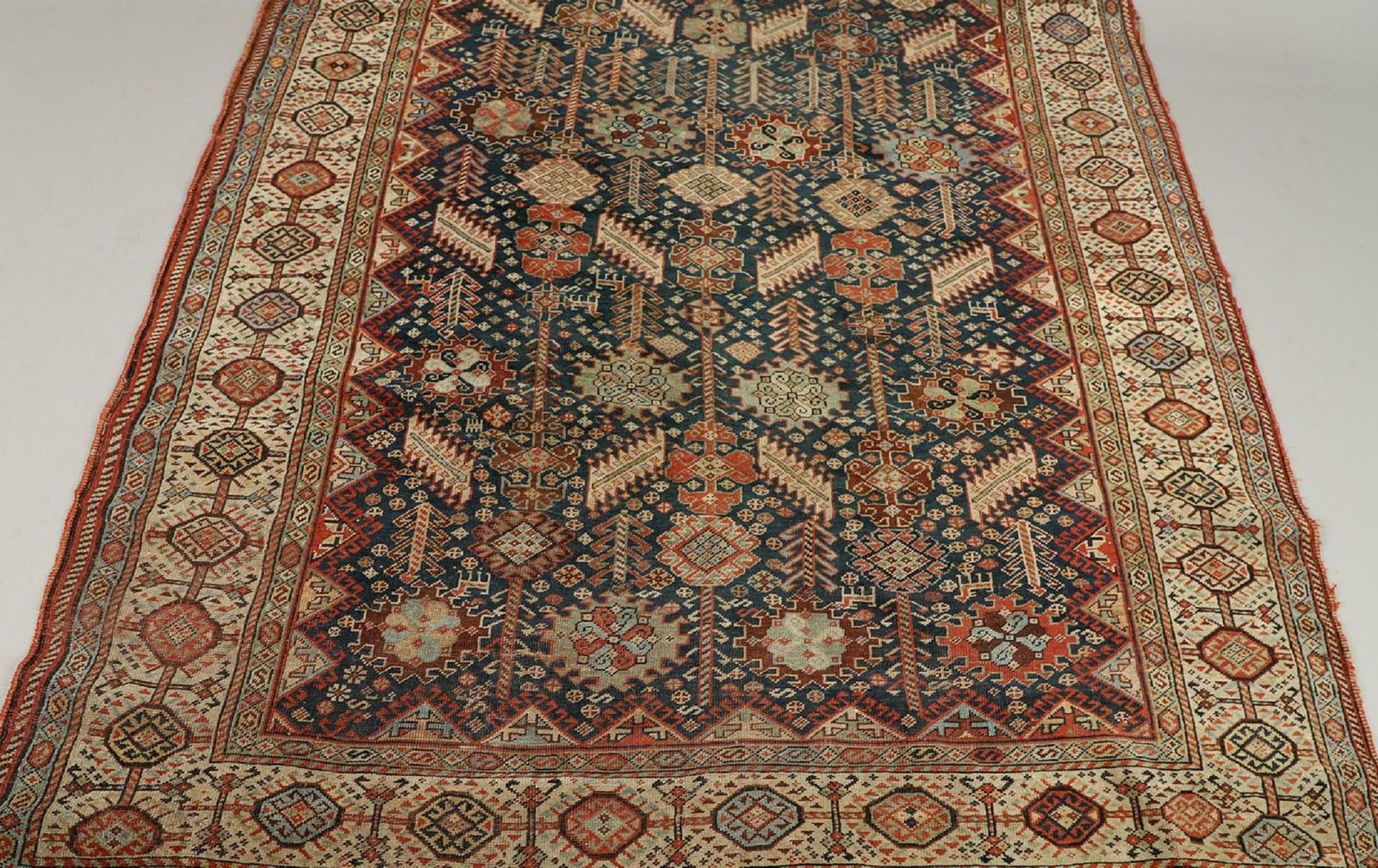 Antique Rug, Handmade Carpet Oriental Caucasian Rug, Living Room Rug For Sale photo for sale