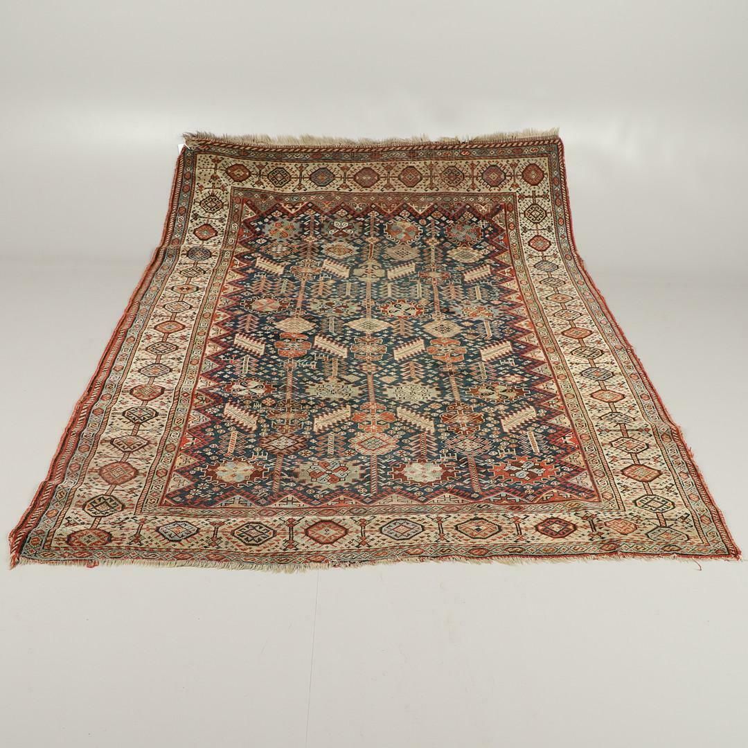 Antique Rug, Handmade Carpet Oriental Caucasian Rug, Living Room Rug For Sale photo vintage